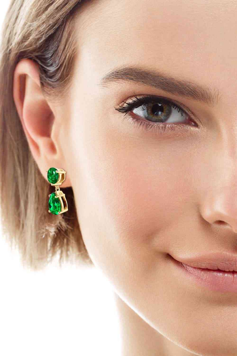 Lab-Grown Emerald Drop Earrings Trendsi