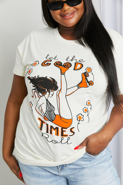 mineB Full Size LET THE GOOD TIMES ROLL Graphic Tee Trendsi