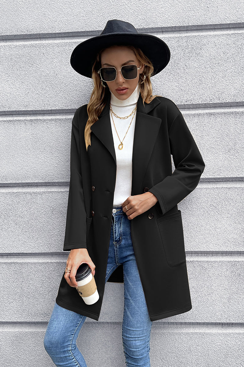 Lapel Collar Long Sleeve Blazer Trendsi