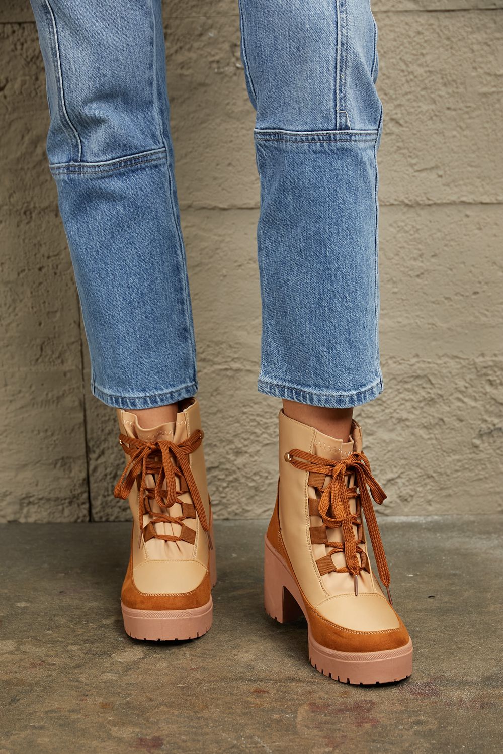 East Lion Corp Lace Up Lug Booties Trendsi