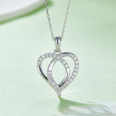 Moissanite 925 Sterling Silver Heart Shape Necklace Trendsi