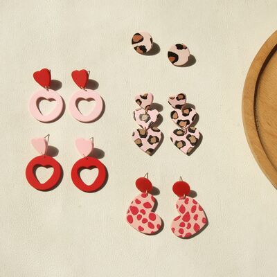 Heart & Leopard Acrylic Stainless Steel Earrings Trendsi
