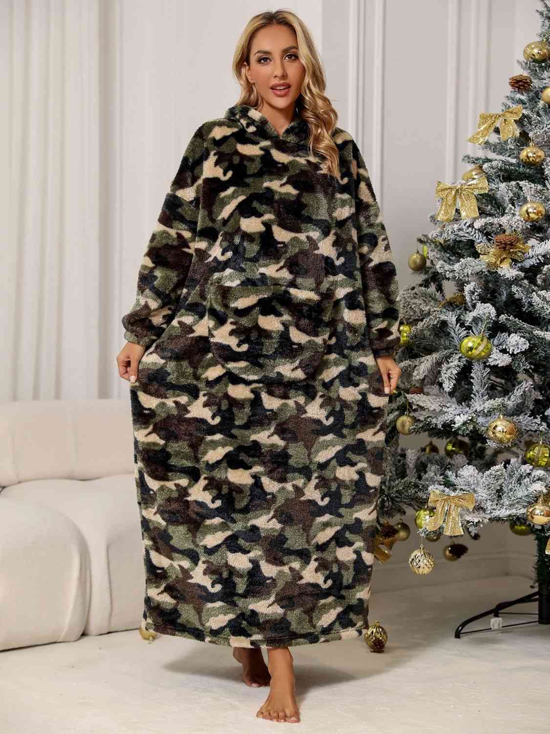 Camouflage Hooded Teddy Pajama Night Dress for Women  Hot Trends
