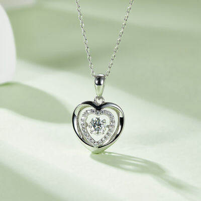 Moissanite 925 Sterling Silver Heart Necklace Trendsi