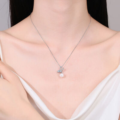 Natural Pearl Pendant Moissanite 925 Sterling Silver Necklace  Hot Trends