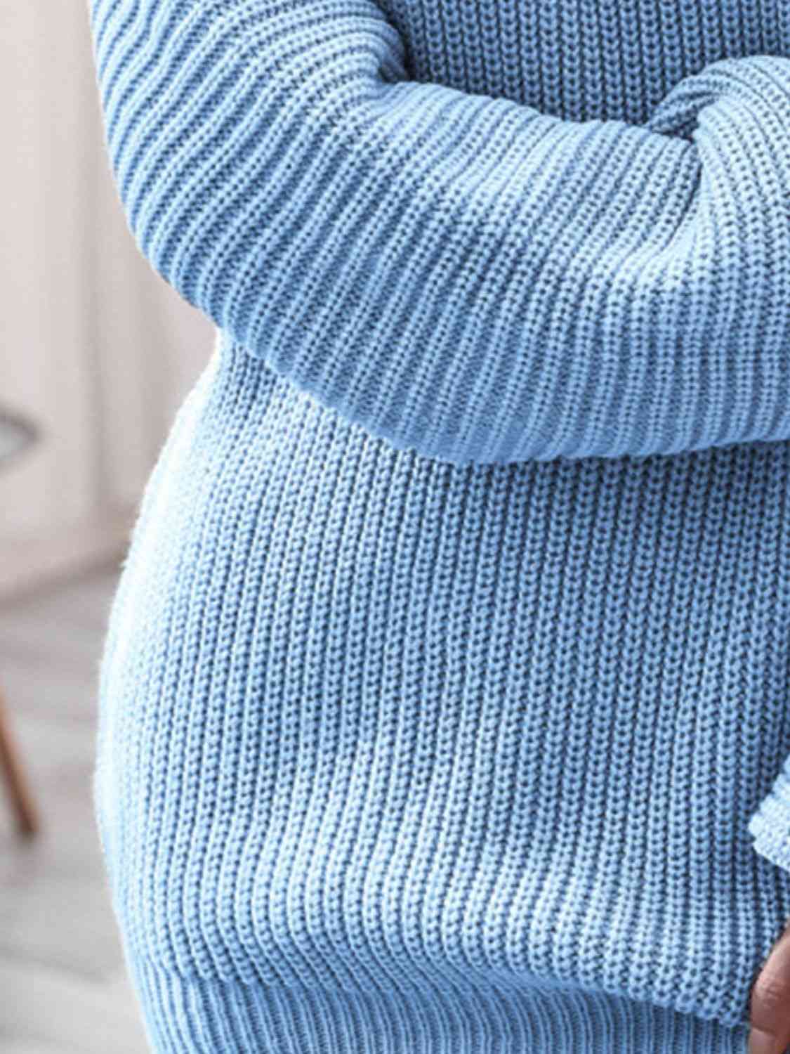 Rib-Knit Mini Sweater Dress Trendsi