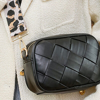 PU Leather Woven Crossbody Bag Trendsi