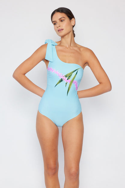 Marina West Swim Vacay Mode One Shoulder Swimsuit in Pastel Blue Trendsi