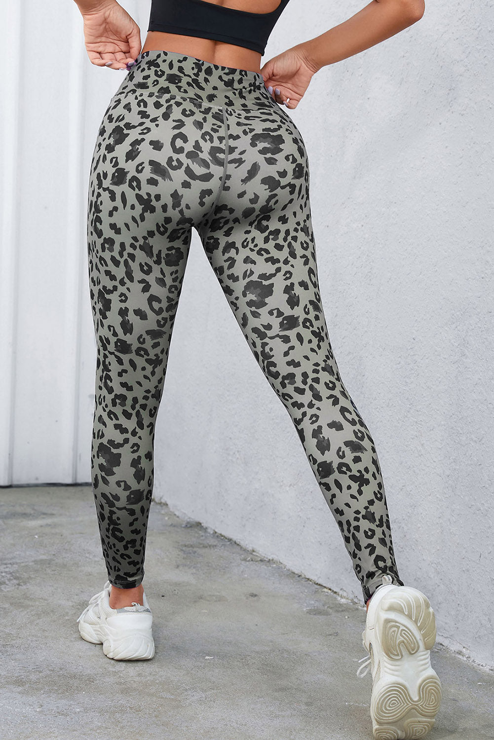 Leopard Print Wide Waistband Leggings Trendsi