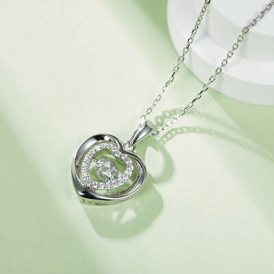 Moissanite 925 Sterling Silver Heart Necklace  Hot Trends