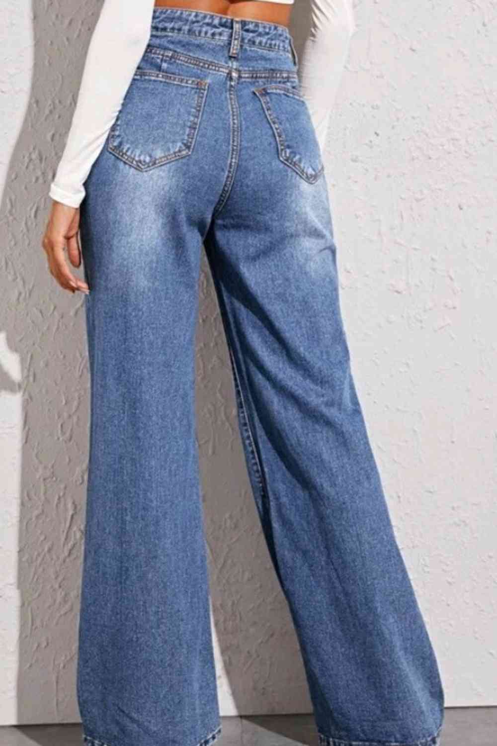 High Waist Wide Leg Jeans Trendsi