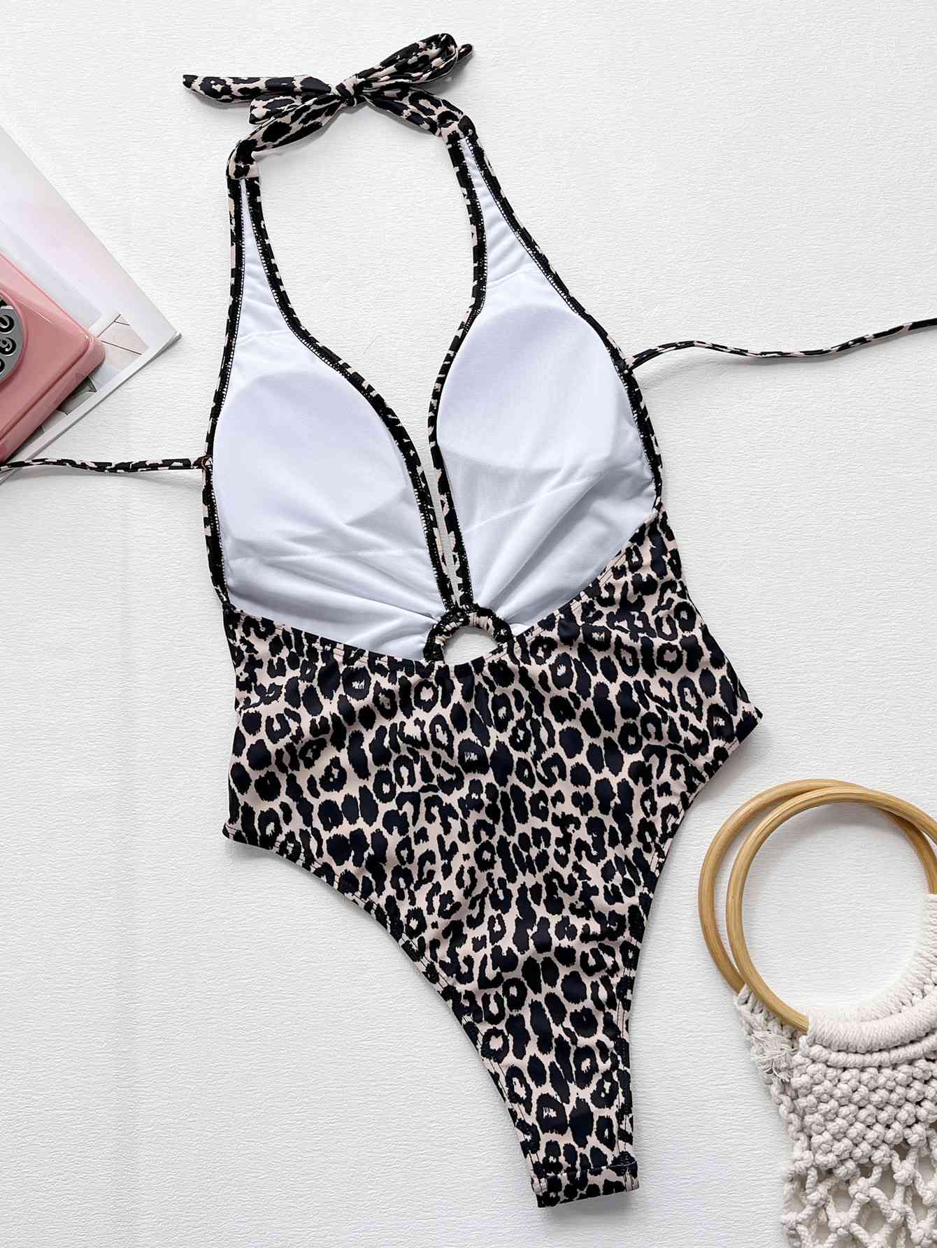 Leopard Halter Neck Ring Detail One-Piece Swimsuit  Hot Trends