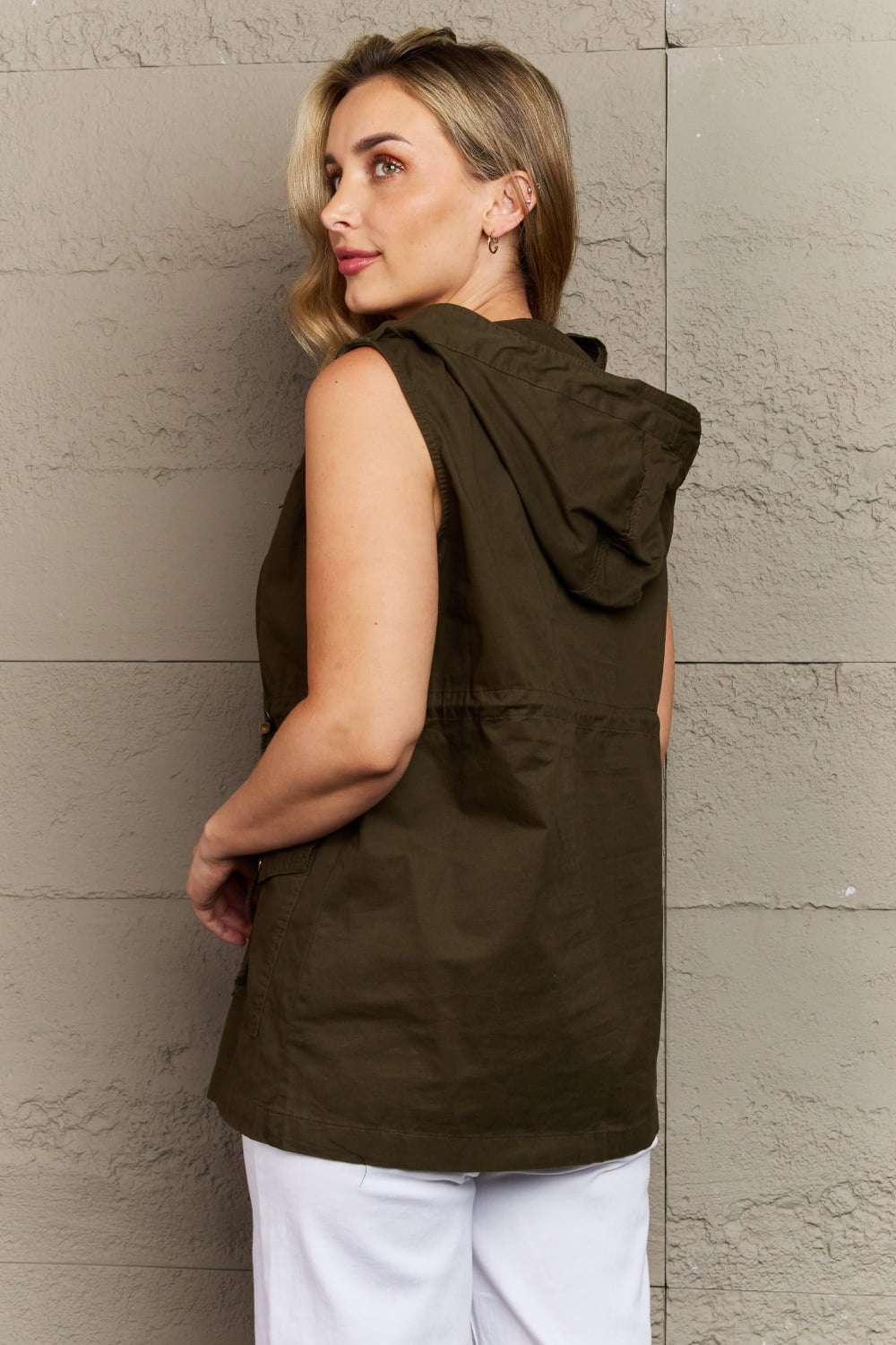 Zenana More To Come Full Size Military Hooded Vest Trendsi