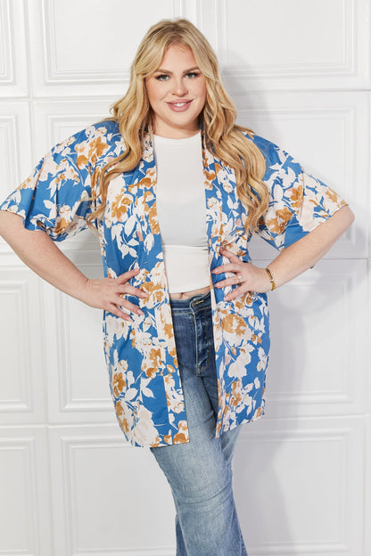Justin Taylor Time To Grow Floral Kimono in Chambray Trendsi