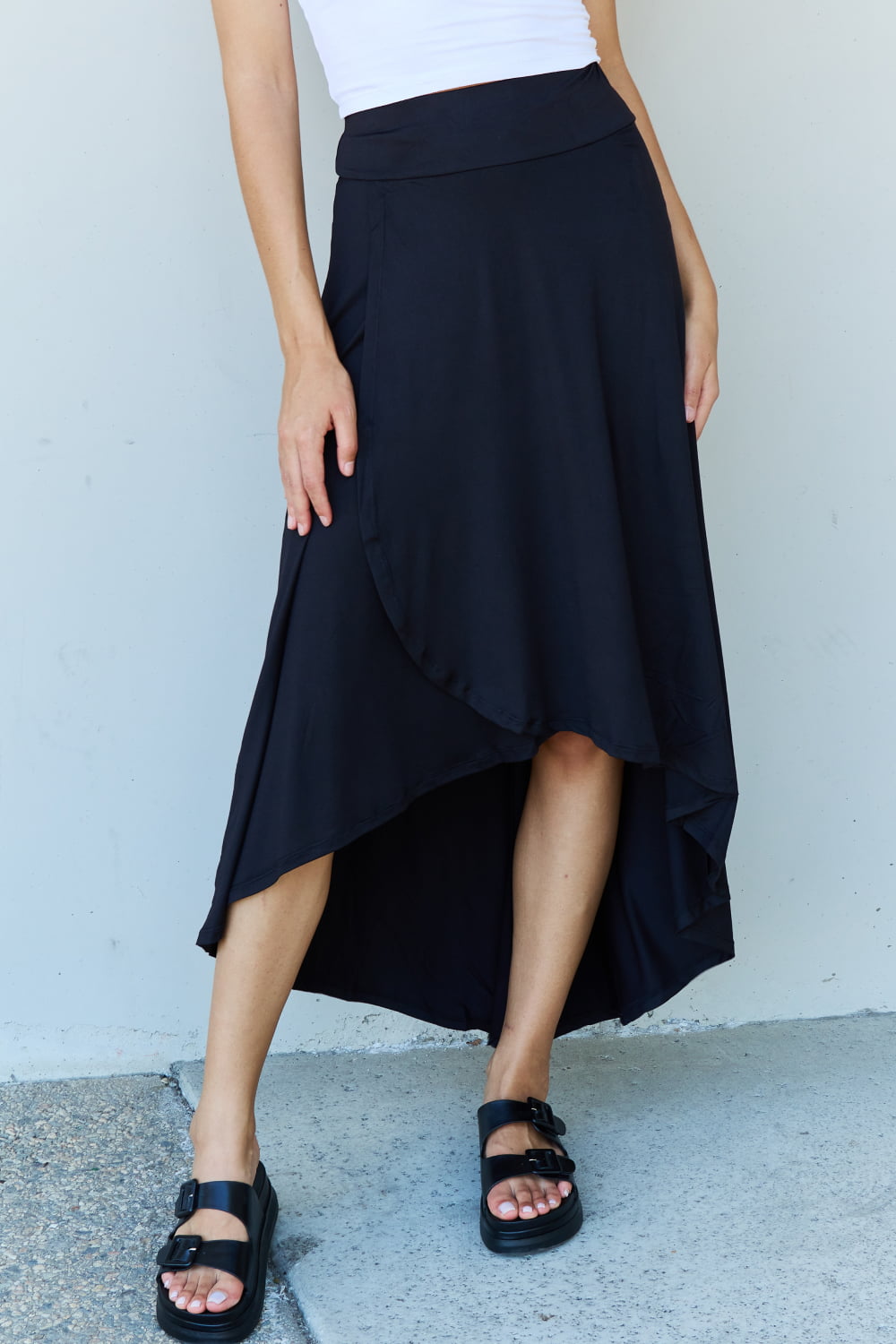 Ninexis First Choice High Waisted Flare Maxi Skirt in Black Trendsi