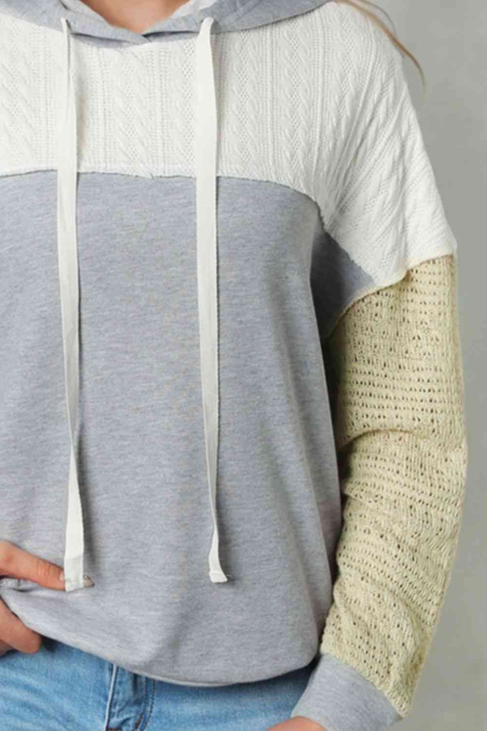 Splicing Drawstring Sweatshirt Trendsi