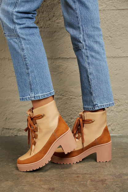 East Lion Corp Lace Up Lug Booties Trendsi