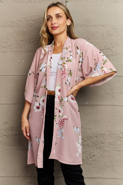 Justin Taylor Aurora Rose Floral Kimono Trendsi