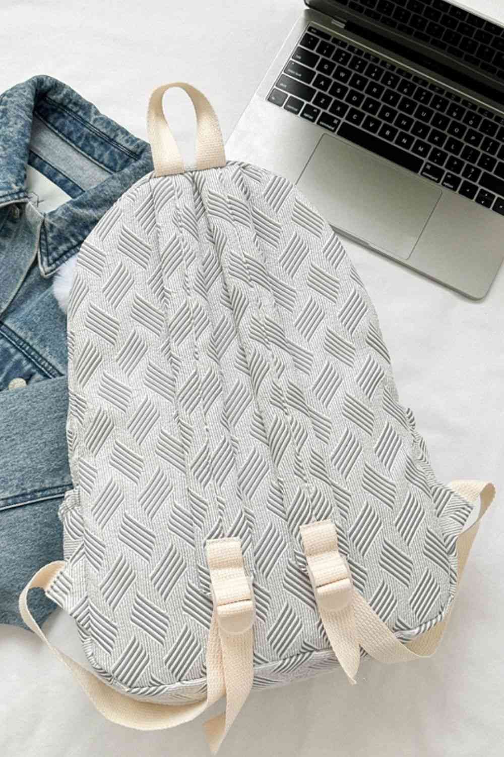 Printed Polyester Large Backpack (Fluffy Ball Included) Trendsi
