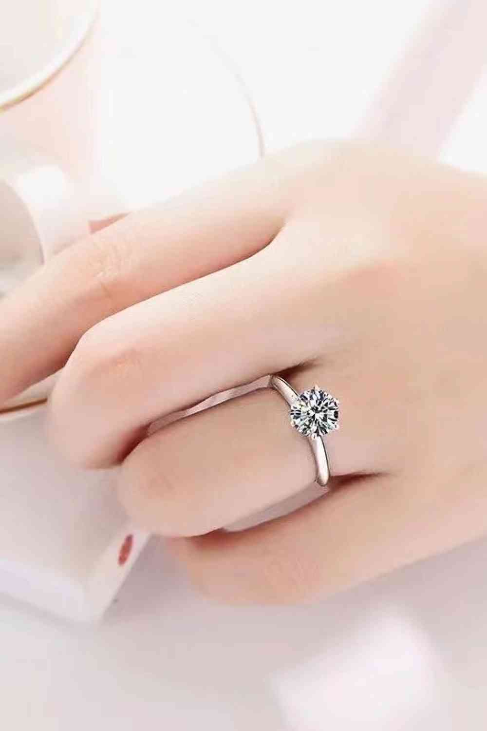 Adored 925 Sterling Silver 3 Carat Moissanite 6-Prong Ring Trendsi