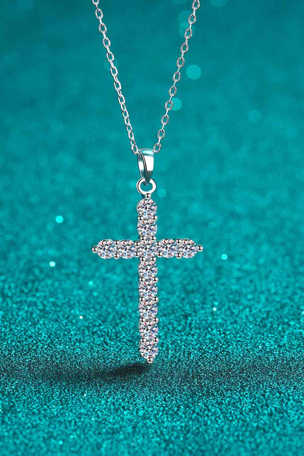 Moissanite Cross Pendant Chain Necklace Trendsi