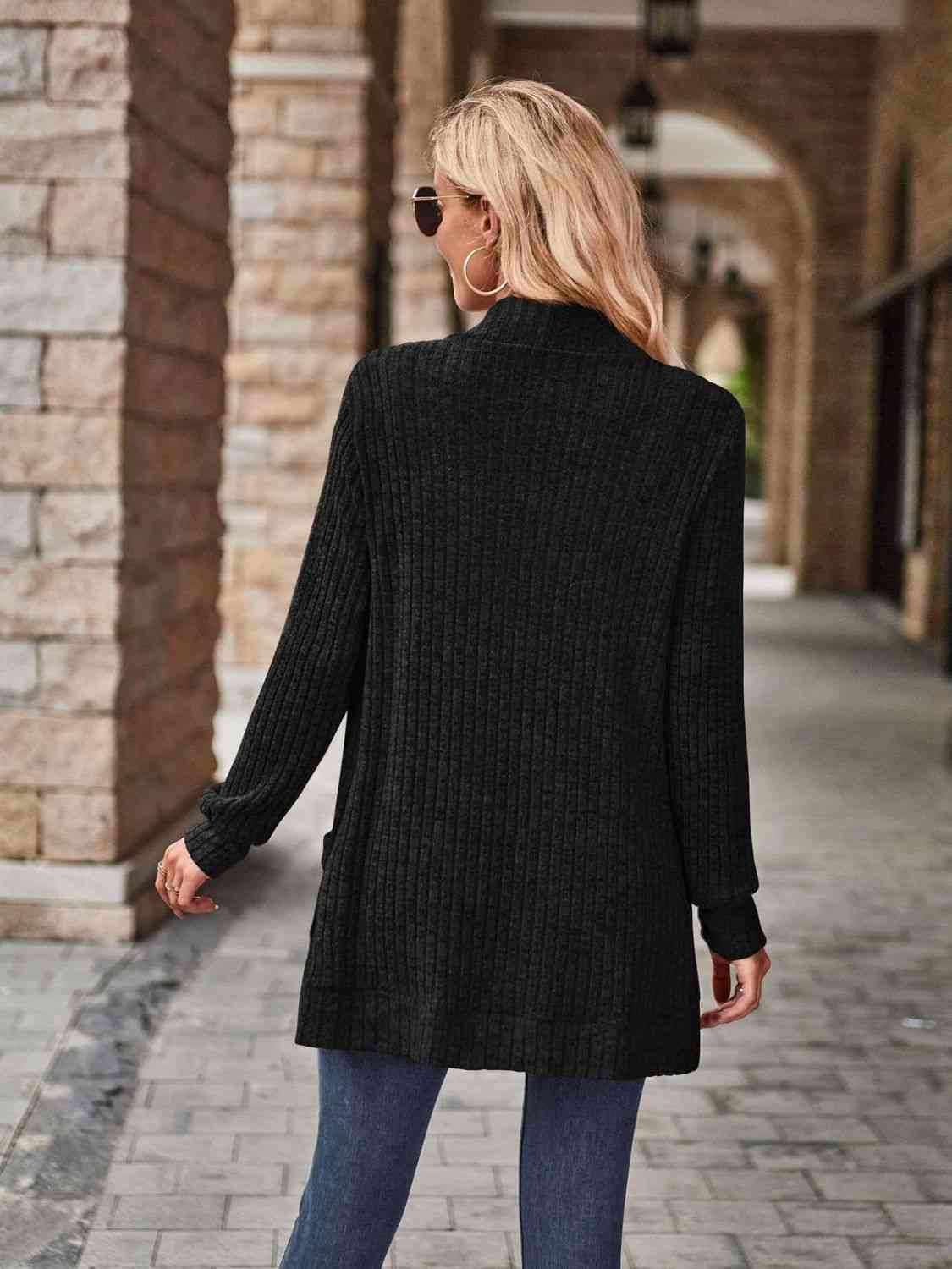 Open Front Cardigan with Pockets Trendsi