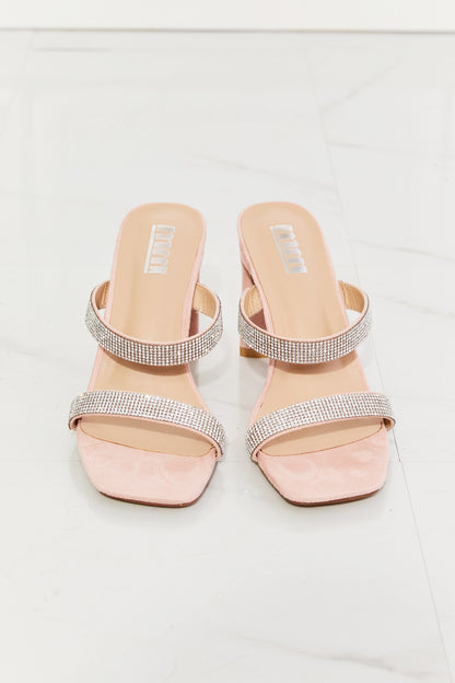 MMShoes Leave A Little Sparkle Rhinestone Block Heel Sandal in Pink Trendsi