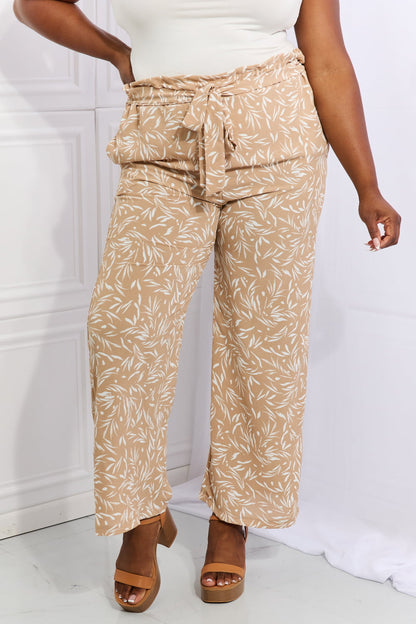 Heimish Right Angle Full Size Geometric Printed Pants in Tan Trendsi