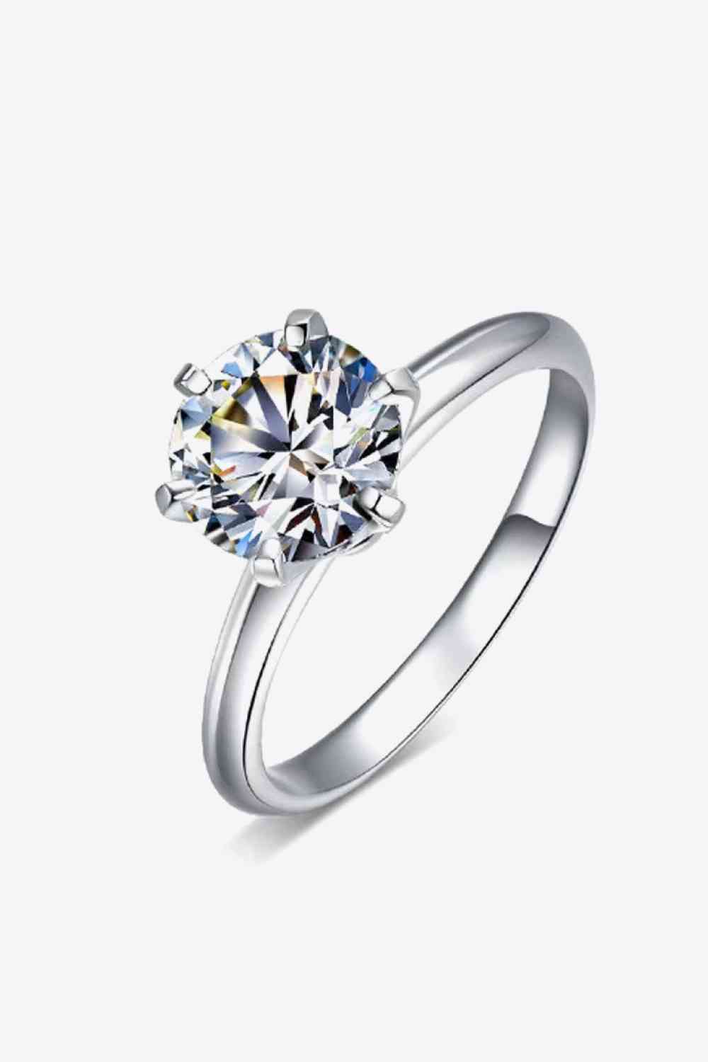 Adored 925 Sterling Silver 3 Carat Moissanite 6-Prong Ring  Hot Trends