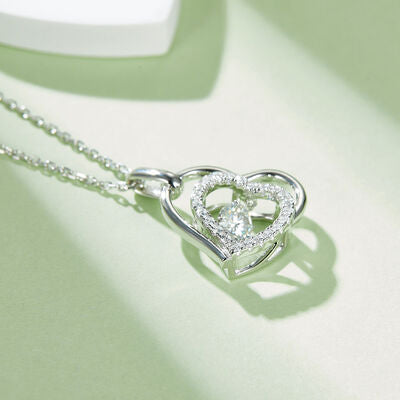 Moissanite 925 Sterling Silver Heart Necklace  Hot Trends