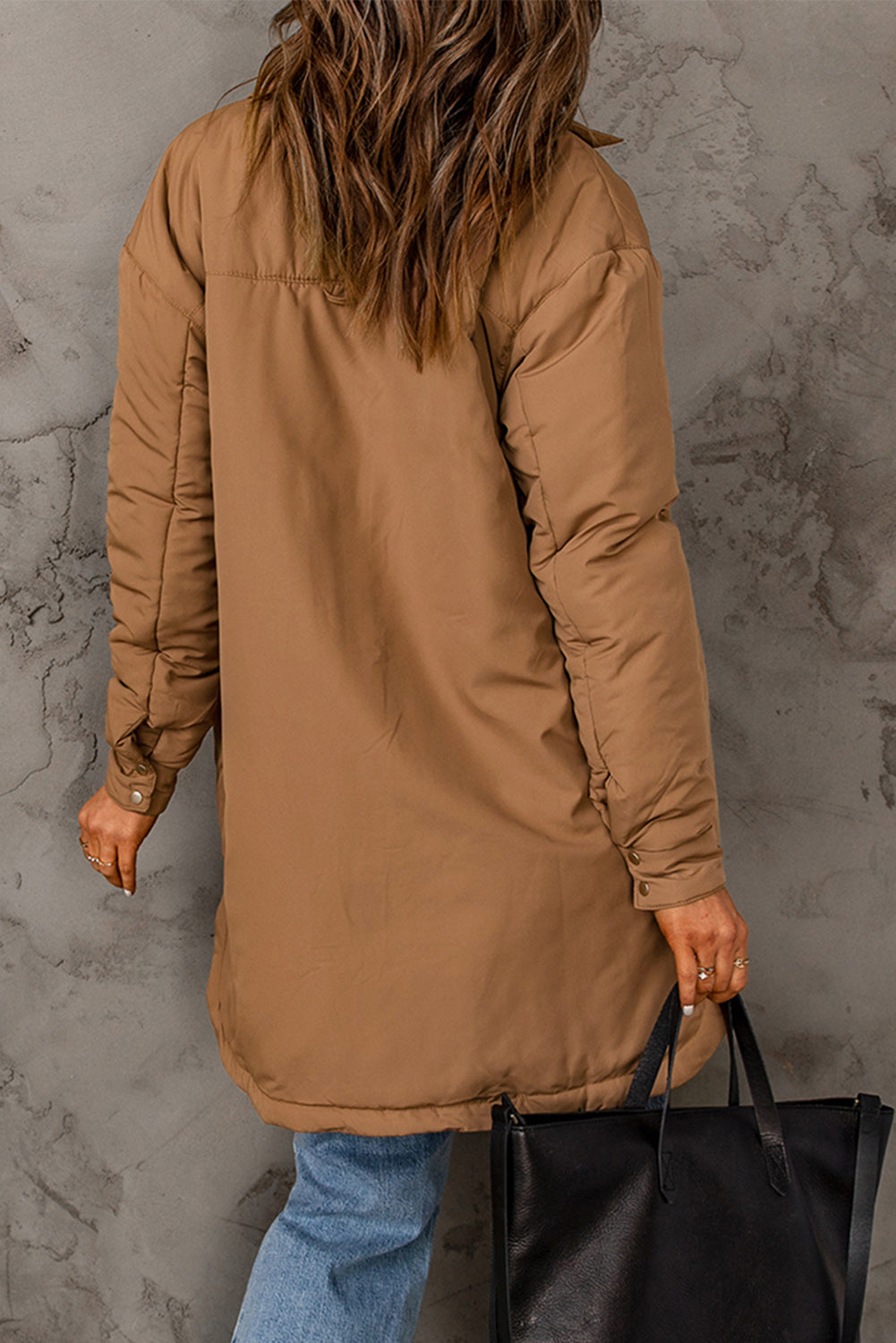 Double Take Snap Down Side Slit Jacket with Pockets Trendsi