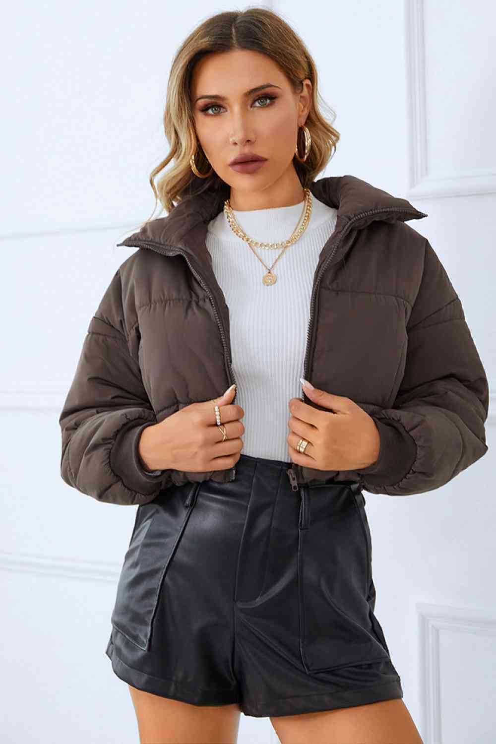 Zip-Up Winter Coat with Pockets  Hot Trends