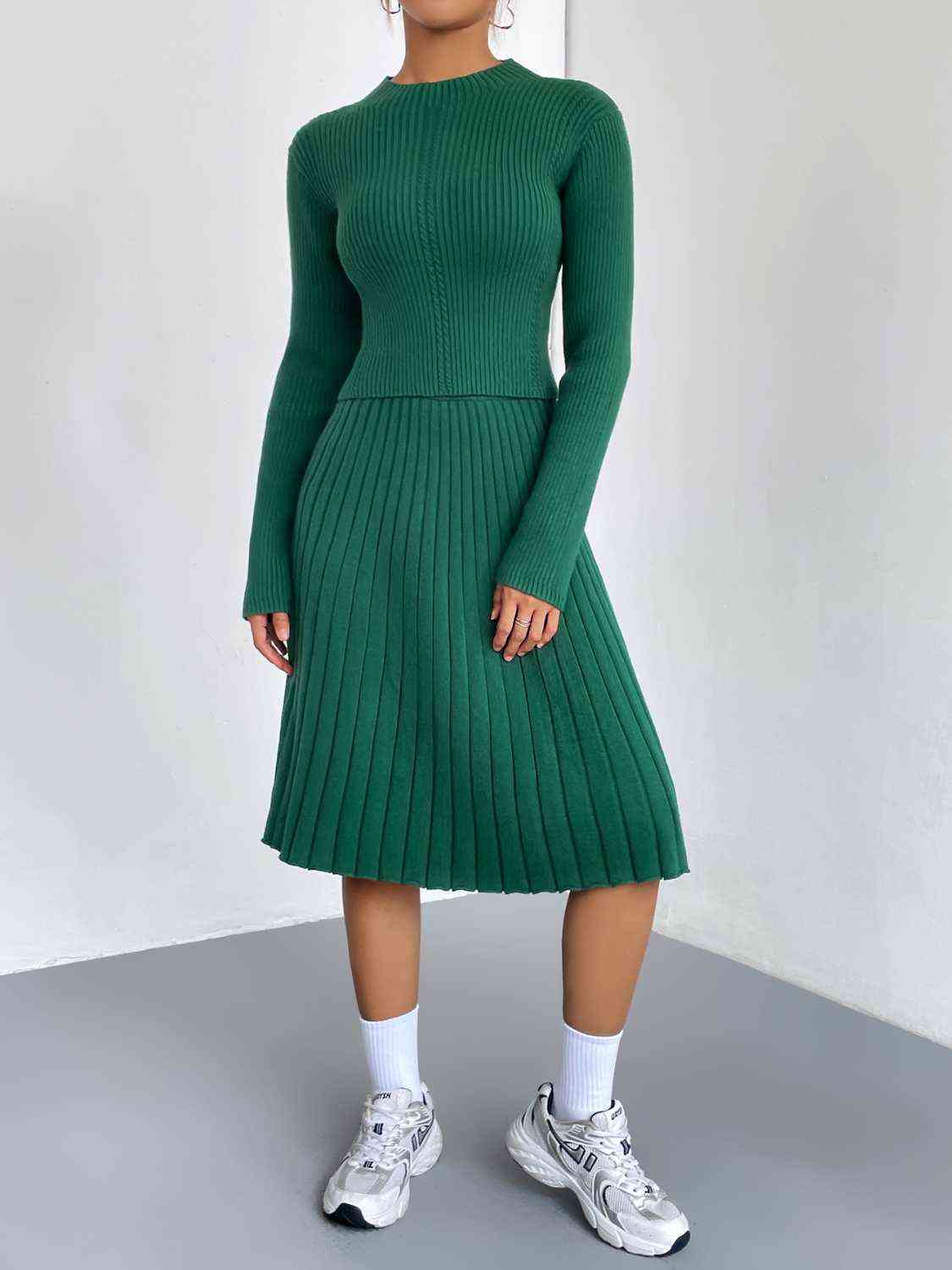 Rib-Knit Sweater and Skirt Set  Hot Trends