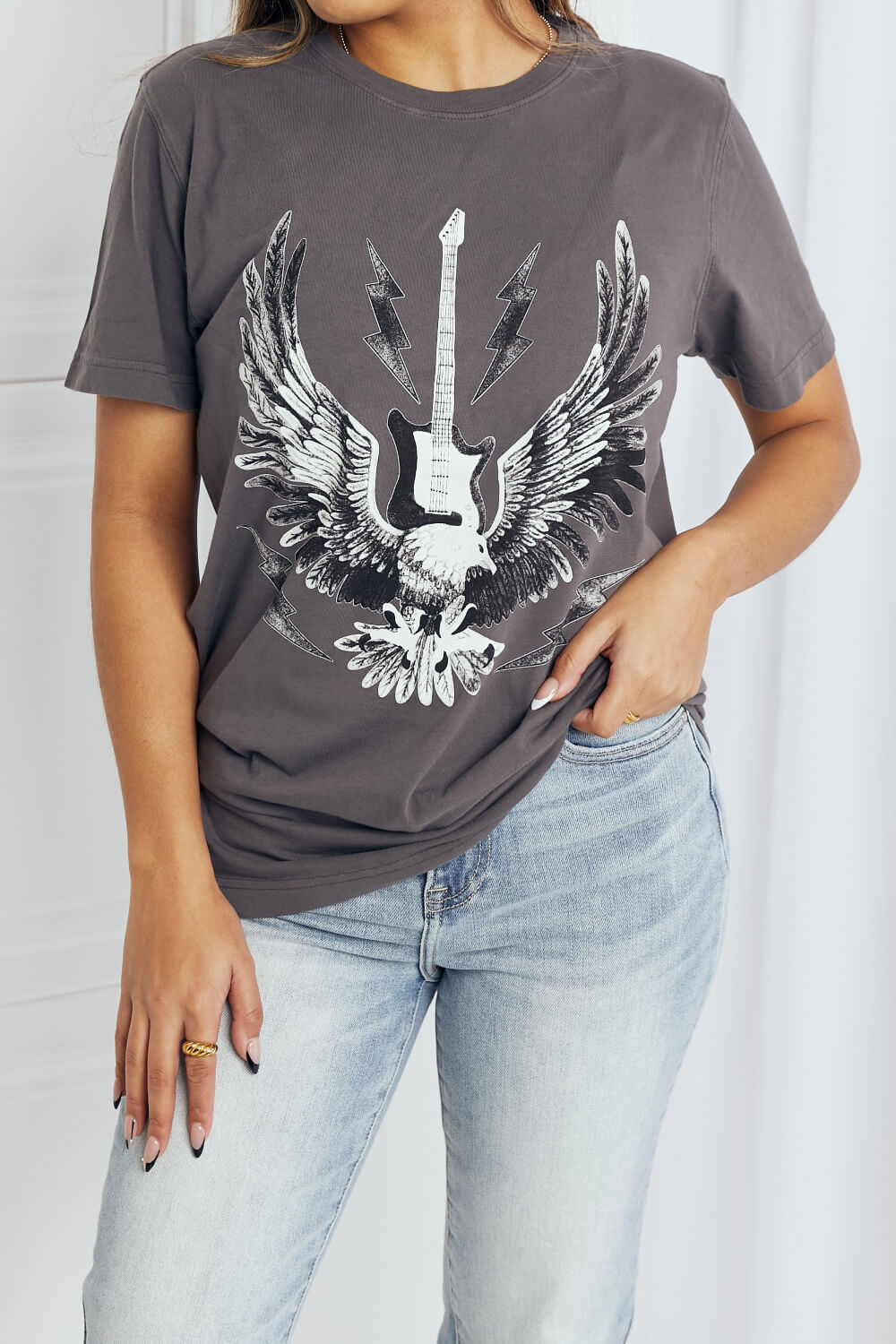 mineB Full Size Eagle Graphic Tee Shirt Trendsi
