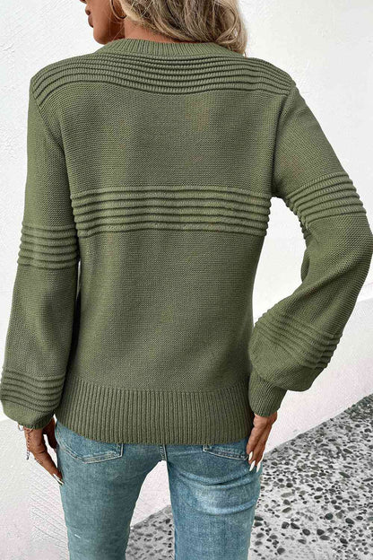 Round Neck Long Sleeve Sweater Trendsi