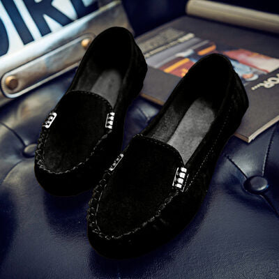 Metal Buckle Soft Round Toe Loafers  Hot Trends