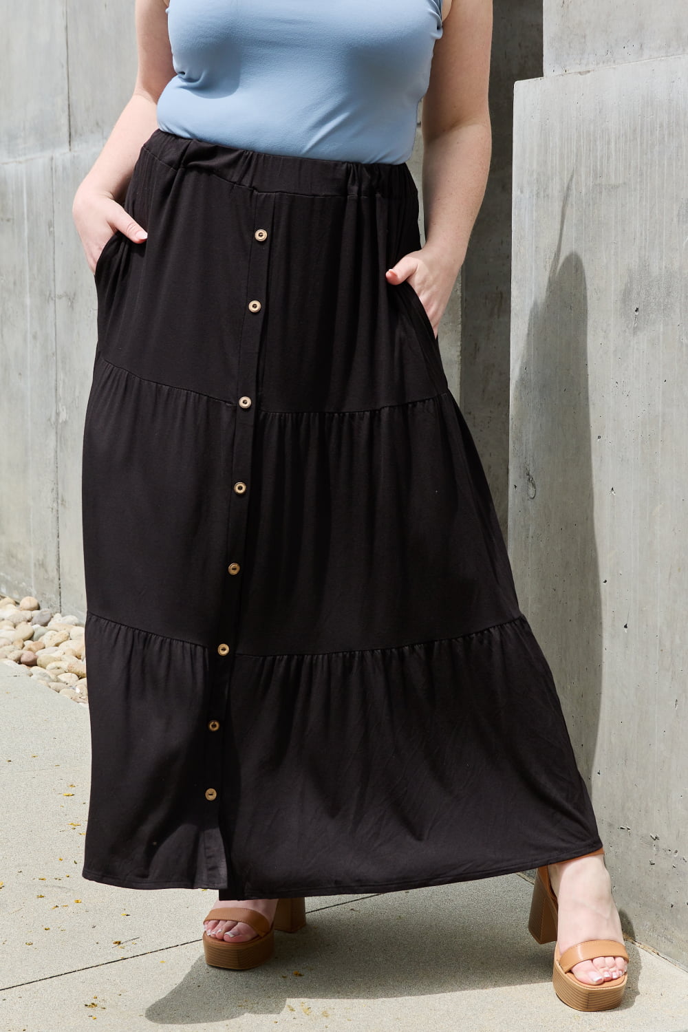 Heimish So Easy Full Size Solid Maxi Skirt Trendsi