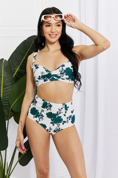 Marina West Swim Take A Dip Twist High-Rise Bikini in Forest Trendsi