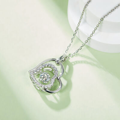 Moissanite 925 Sterling Silver Heart Necklace  Hot Trends