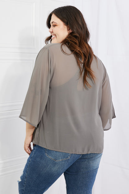 Melody Just Breathe Full Size Chiffon Kimono in Grey Trendsi