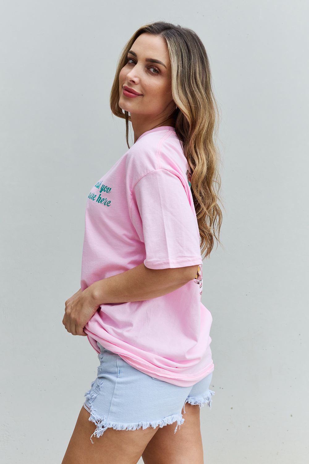 Sweet Claire "Wish You Were Here" Oversized Graphic T-Shirt Trendsi