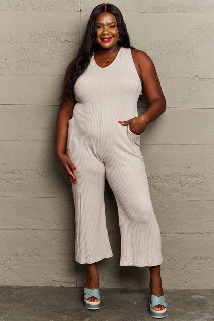 HEYSON Don't Get It Twisted Full Size Rib Knit Jumpsuit Trendsi