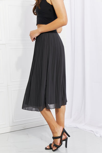 Zenana Full Size Romantic At Heart Pleated Chiffon Midi Skirt Trendsi