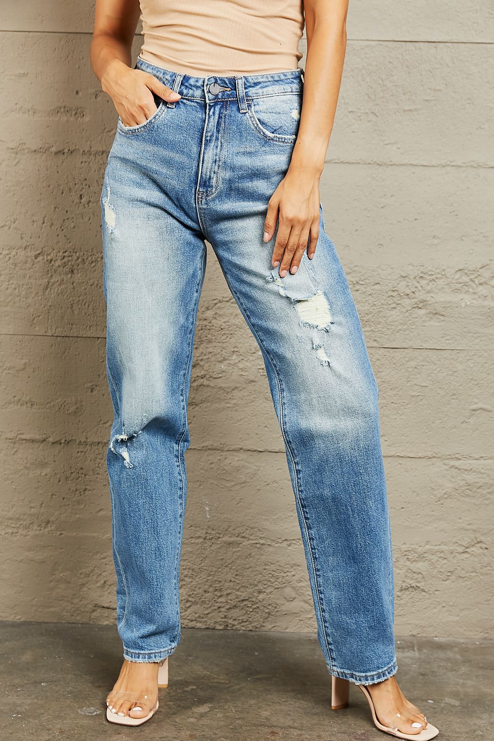 BAYEAS High Waisted Straight Jeans Trendsi