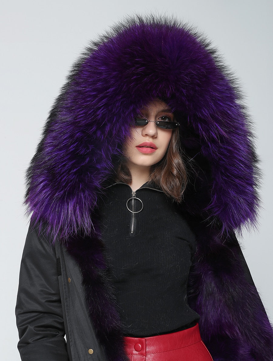 Real Fur Coat Winter Jacket Women Long Parka Waterproof Big Natural Raccoon Fur Collar Hood Thick Warm Real Fox Fur Liner Hot Trends