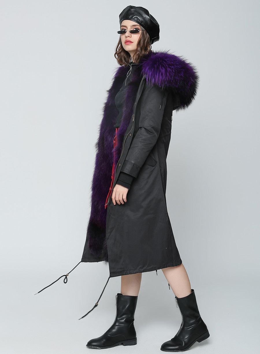 Real Fur Coat Winter Jacket Women Long Parka Waterproof Big Natural Raccoon Fur Collar Hood Thick Warm Real Fox Fur Liner Hot Trends