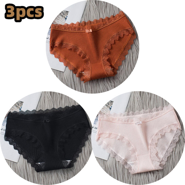 3PCS/lot Cotton Panties Women Comfortable Underwears Sexy Middle-Waisted Underpants Female Lingerie Big Size Ladies Briefs Hot Trends