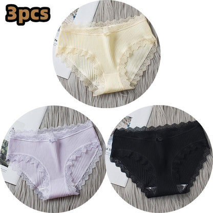 3PCS/lot Cotton Panties Women Comfortable Underwears Sexy Middle-Waisted Underpants Female Lingerie Big Size Ladies Briefs Hot Trends