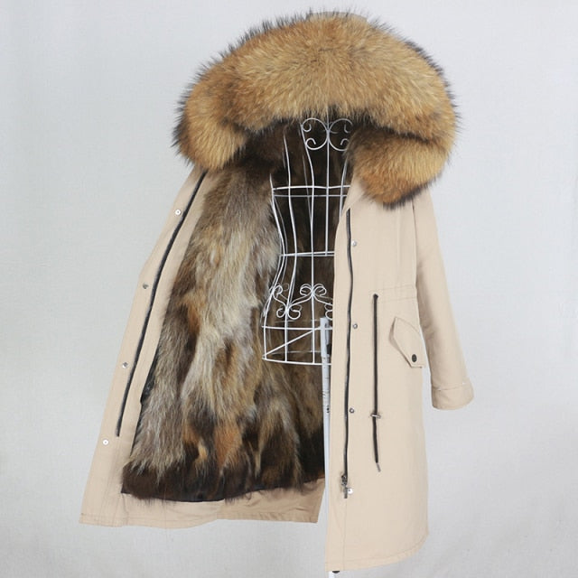 Real fur hooded parka hot sale womens