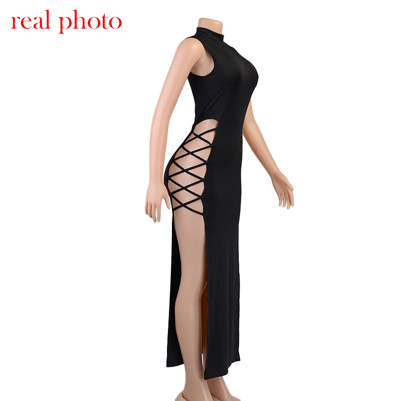 Elegant Black Sleeveless Bandage Sexy Dress for Women Club Party Backless Tank Dresses Hot Trends
